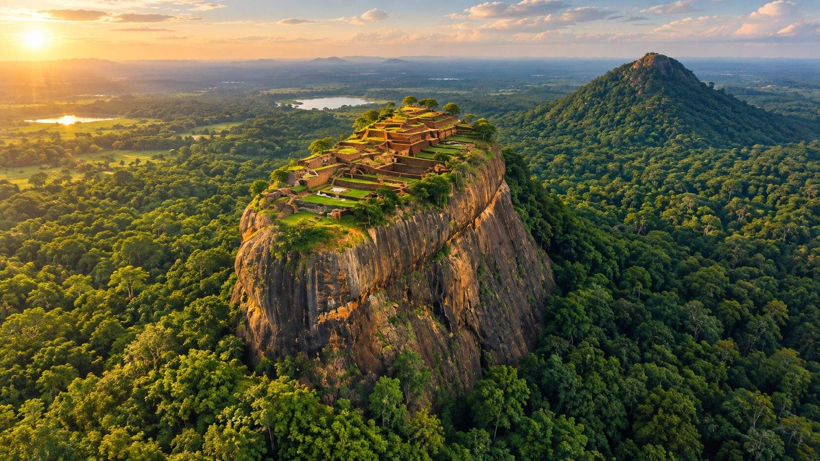 Aerial view of Sigiriya Rock Fortress, Sri Lanka